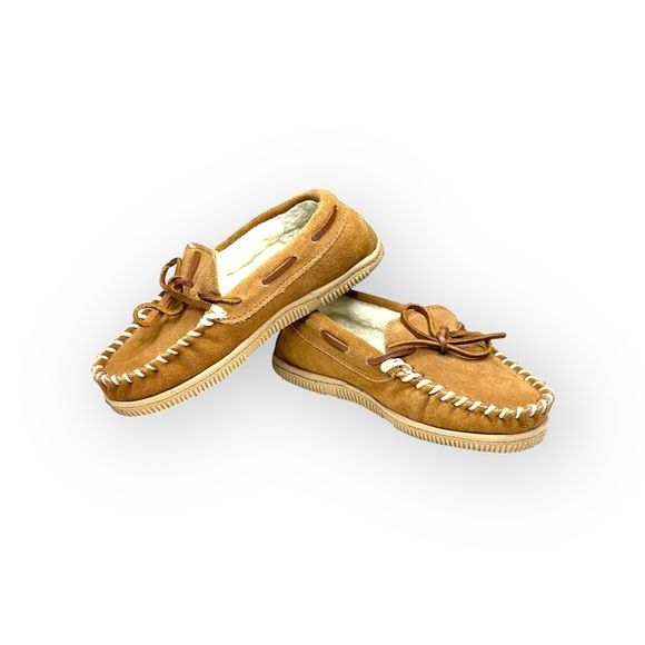 Sperry ✫彡 Trapper Cup Sole Slipper Moccasins ✫彡 Natural Suede ✫彡 Boy Girl 13M - Picture 2 of 16